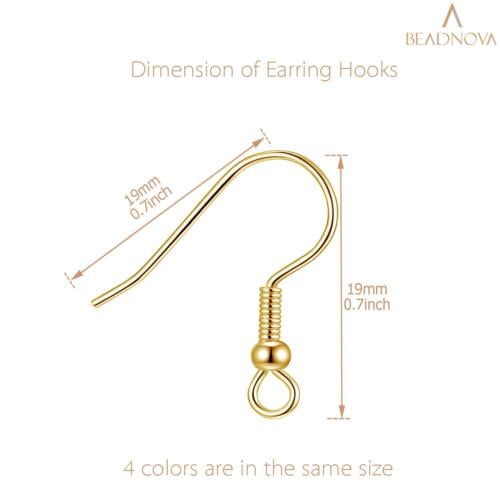 BEADNOVA Earring Hooks 200pcs Earring Findings Kits with Earring Backs Fish Hook Earrings for Jewelry Making DIY Earrings Supplies (200pcs Earring Hooks Mix Colors and 200pcs Earring Backs)